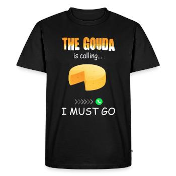 Amateur de fromage - Funny Gouda appelle - T-shirt Premium bio Homme - noir - Devant - Nico (187cm)