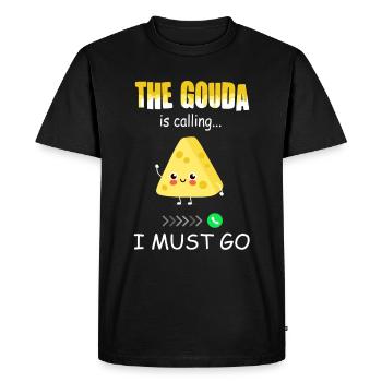Amateur de fromage - Funny Gouda appelle - T-shirt Premium bio Homme - noir - Devant - Nico (187cm)