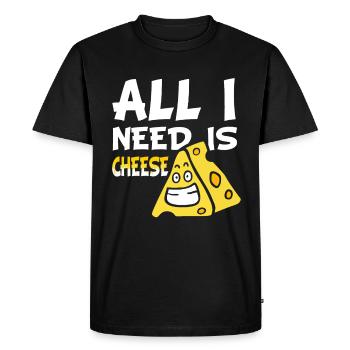 Amateurs de fromage - Ce dont j’ai besoin, c’est de fromage - T-shirt Premium bio Homme - noir - Devant - Nico (187cm)