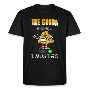 Amateur de fromage - Funny Gouda appelle - T-shirt Premium bio Homme - noir - Devant - Nico (187cm)