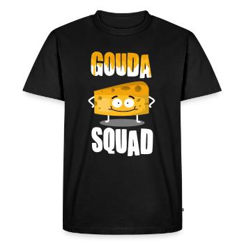 Amateurs de fromage - Funny Gouda Squad - T-shirt Premium bio Homme - noir - Devant - Nico (187cm)