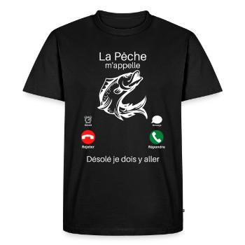 la pêche m'appelle cadeau pêcheur humour - T-shirt Premium bio Homme - noir - Devant - Nico (187cm)