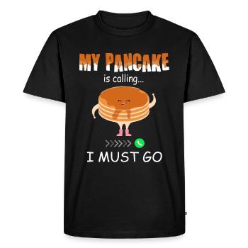 Pancake Calls - Funny Pancake - Men's Premium Organic T-Shirt - black - Front - Nico (187cm)