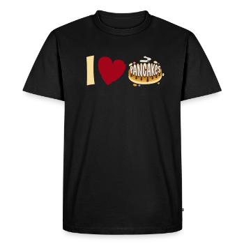 I Love Pancakes - Funny Pancake - Men's Premium Organic T-Shirt - black - Front - Nico (187cm)