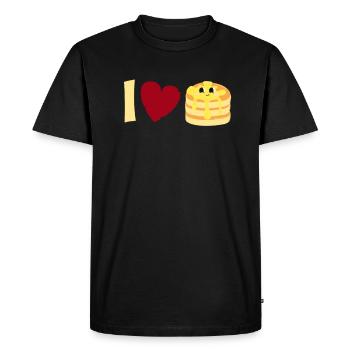 I Love Pancakes - Funny Pancake - Men's Premium Organic T-Shirt - black - Front - Nico (187cm)