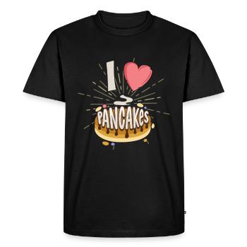 I Love Pancakes - Funny Pancake - Men's Premium Organic T-Shirt - black - Front - Nico (187cm)