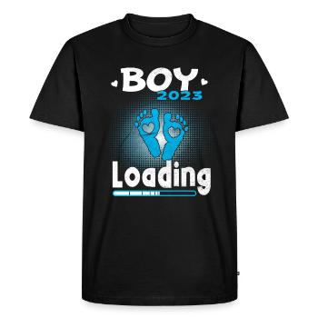 Grossesse Garçon ou Fille 2023 - T-shirt Premium bio Homme - noir - Devant - Nico (187cm)