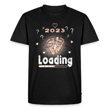 Grossesse Garçon ou Fille 2023 - T-shirt Premium bio Homme - noir - Devant - Nico (187cm)