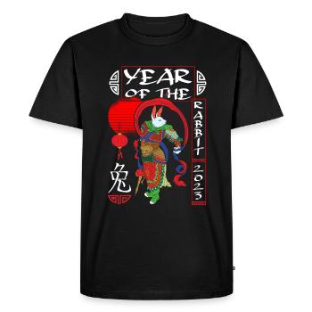Chinese New Year - Year of the Rabbit 2023 - Men's Premium Organic T-Shirt - black - Front - Nico (187cm)