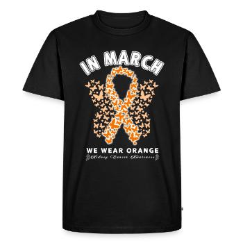 Rubans orange sensibilisation au cancer du rein - T-shirt Premium bio Homme - noir - Devant - Nico (187cm)