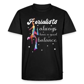 Acrobatie aérienne sur soie Cirque Acrobatique - T-shirt Premium bio Homme - noir - Devant - Nico (187cm)