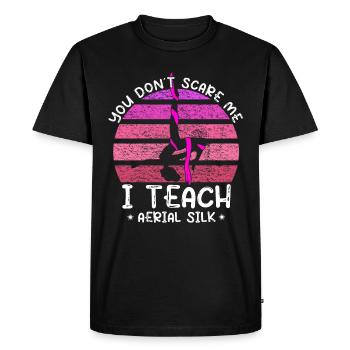 J’enseigne les soies aériennes - Aerial Acrobat - T-shirt Premium bio Homme - noir - Devant - Nico (187cm)
