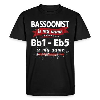Instrument à vent Musique Bassoniste - T-shirt Premium bio Homme - noir - Devant - Nico (187cm)