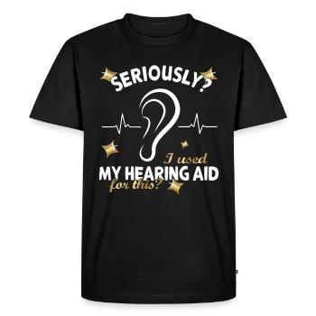 Troubles auditifs Langage de procréation sourd - T-shirt Premium bio Homme - noir - Devant - Nico (187cm)
