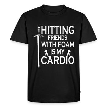 Drôle « battre des amis avec de la mousse, c’est mon - T-shirt Premium bio Homme - noir - Devant - Nico (187cm)