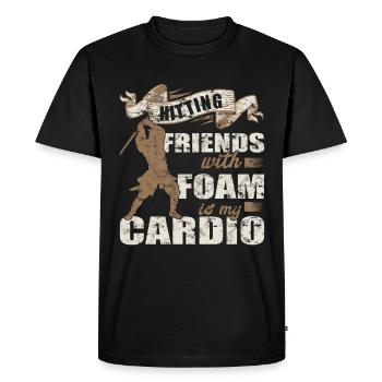 Drôle « battre des amis avec de la mousse, c’est mon - T-shirt Premium bio Homme - noir - Devant - Nico (187cm)