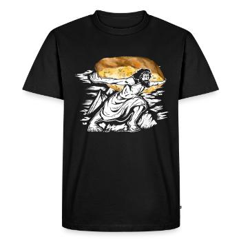 Funny Garlic Bread Jesus - Garlic Bread - Men's Premium Organic T-Shirt - black - Front - Nico (187cm)
