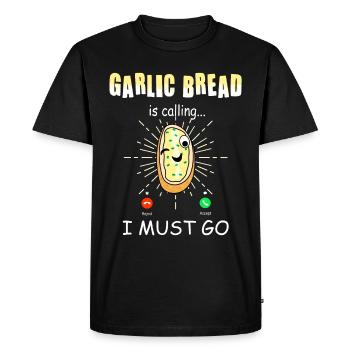 Funny Garlic Bread Call - Men's Premium Organic T-Shirt - black - Front - Nico (187cm)