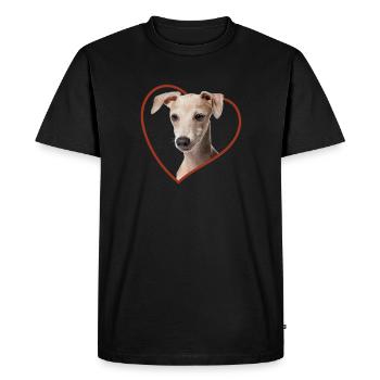 Carillons éoliens italiens Portrait de chien de cœur - T-shirt Premium bio Homme - noir - Devant - Nico (187cm)