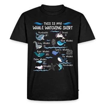 Drôle de chemise d’observation des baleines - T-shirt Premium bio Homme - noir - Devant - Nico (187cm)