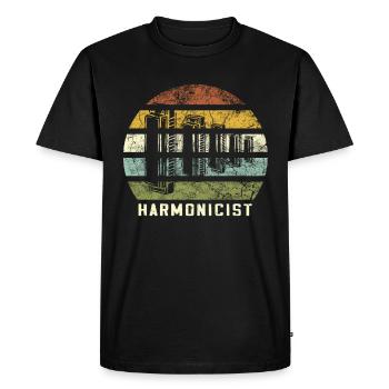 Drôle d’instrument d’harmonica vintage - T-shirt Premium bio Homme - noir - Devant - Nico (187cm)