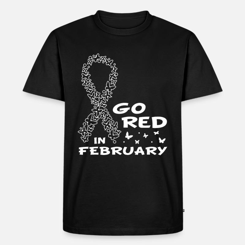 Gehen Sie Red Ribbon Herzkrankheitsbewusstsein - Männer Premium Bio T-Shirt - Schwarz