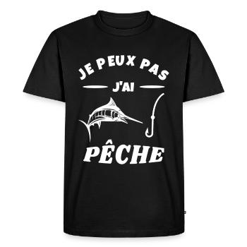 je peux pas j'ai pêche humour pêcheur - T-shirt Premium bio Homme - noir - Devant - Nico (187cm)