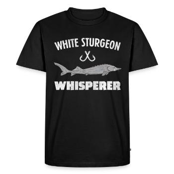 Funny White Sturgeon Fishing Angler Fishing - Men's Premium Organic T-Shirt - black - Front - Nico (187cm)