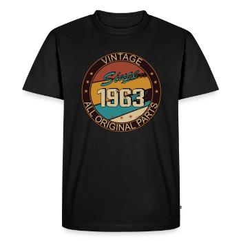 60e anniversaire homme femme 1963 décoration - T-shirt Premium bio Homme - noir - Devant - Nico (187cm)