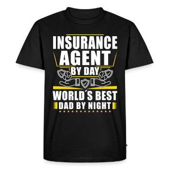 Drôle de représentant des ventes d’assurance - T-shirt Premium bio Homme - noir - Devant - Nico (187cm)