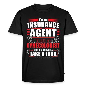 Drôle de représentant des ventes d’assurance - T-shirt Premium bio Homme - noir - Devant - Nico (187cm)