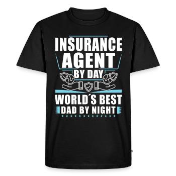 Drôle de représentant des ventes d’assurance - T-shirt Premium bio Homme - noir - Devant - Nico (187cm)