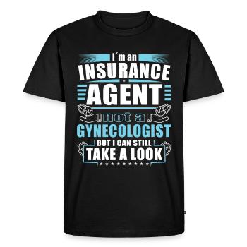 Drôle de représentant des ventes d’assurance - T-shirt Premium bio Homme - noir - Devant - Nico (187cm)