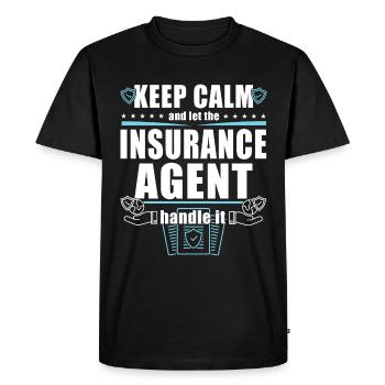 Drôle de représentant des ventes d’assurance - T-shirt Premium bio Homme - noir - Devant - Nico (187cm)