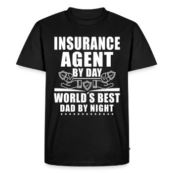 Drôle de représentant des ventes d’assurance - T-shirt Premium bio Homme - noir - Devant - Nico (187cm)