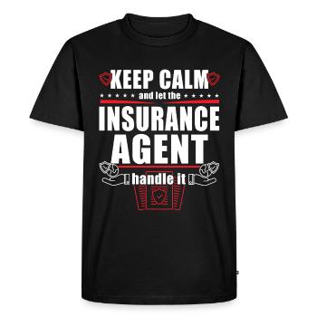 Drôle de représentant des ventes d’assurance - T-shirt Premium bio Homme - noir - Devant - Nico (187cm)