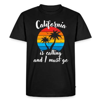 Palm Summer Funny Cadeau Rétro Californie - T-shirt Premium bio Homme - noir - Devant - Nico (187cm)