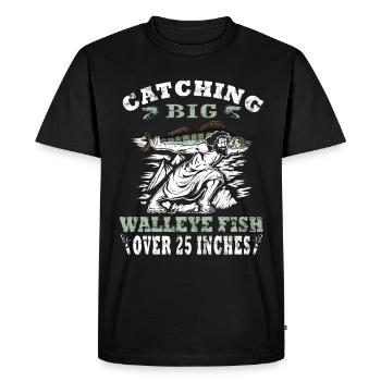 Capture de sandre - chasseurs de sandres - T-shirt Premium bio Homme - noir - Devant - Nico (187cm)