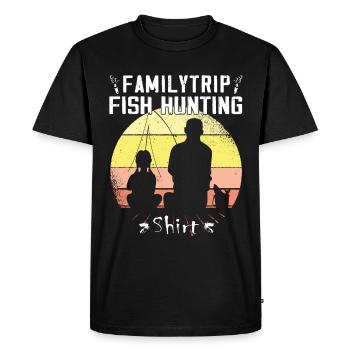 FamilyTrip - Chasse au poisson - Zander Hunter - T-shirt Premium bio Homme - noir - Devant - Nico (187cm)
