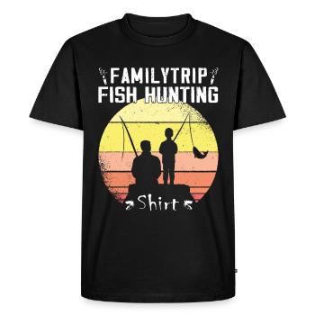 FamilyTrip - Chasse au poisson - Zander Hunter - T-shirt Premium bio Homme - noir - Devant - Nico (187cm)