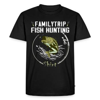 FamilyTrip - Chasse au poisson - Zander Hunter - T-shirt Premium bio Homme - noir - Devant - Nico (187cm)