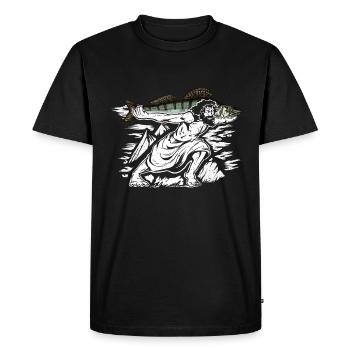 Jesus wears a pikeperch - pikeperch hunter - Men's Premium Organic T-Shirt - black - Front - Nico (187cm)