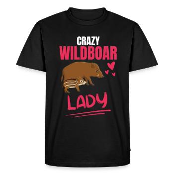 Crazy Wild Boar Lady Gift Wild Boar - Men's Premium Organic T-Shirt - black - Front - Nico (187cm)