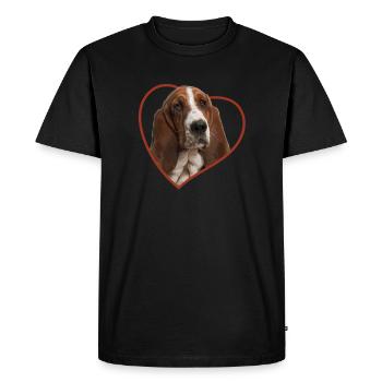 Basset Hound Heart Dog Portrait - Men's Premium Organic T-Shirt - black - Front - Nico (187cm)