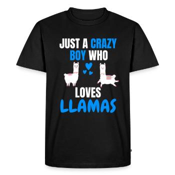 Crazy Boy Alpaga Cadeau Drôle Lama - T-shirt Premium bio Homme - noir - Devant - Nico (187cm)