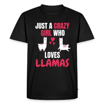 Crazy Girl Animal Funny Gift Llama - T-shirt Premium bio Homme - noir - Devant - Nico (187cm)