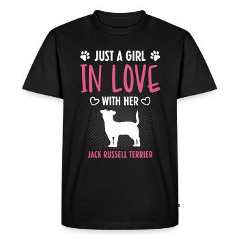 Juste une fille amoureuse de son Jack Russell Terrier - T-shirt Premium bio Homme - noir - Devant - Nico (187cm)