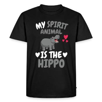Mon don animal spirituel Hippo Hippo Hippo - T-shirt Premium bio Homme - noir - Devant - Nico (187cm)