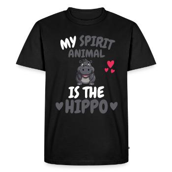 Mon don d’animal spirituel drôle d’hippopotame - T-shirt Premium bio Homme - noir - Devant - Nico (187cm)