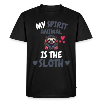 Mon don animal spirituel Drôle de paresseux - T-shirt Premium bio Homme - noir - Devant - Nico (187cm)